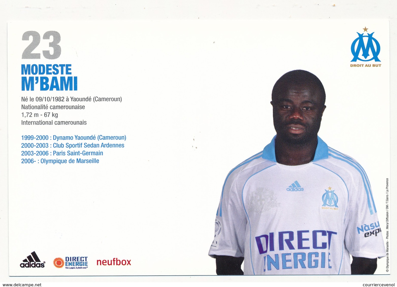 Fiche - Olympique De Marseille OM  - Modeste M'BAMI - Saison 2008/09 - Sports