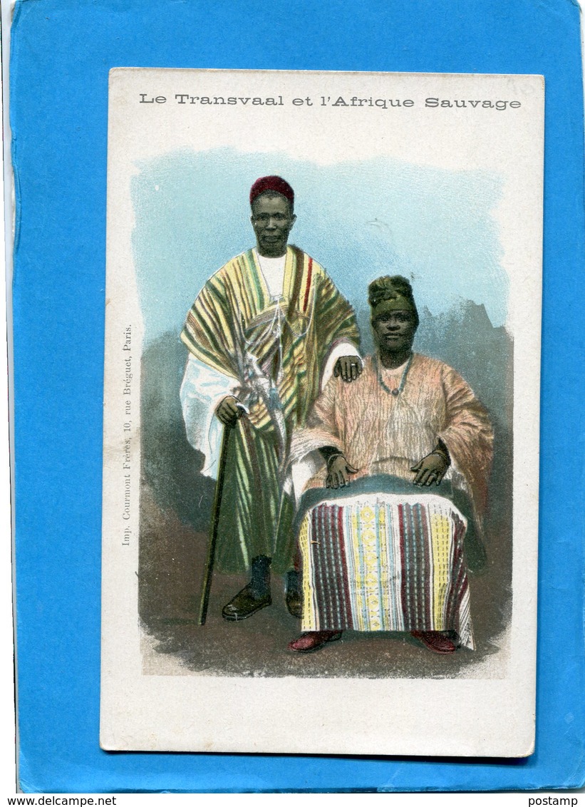 TRANSVAAL-Gros Plan D'un Chef Assis  à Ses Cotés  Un Guerrier -années 1910-édition Courmont -édition - - Afrique Du Sud