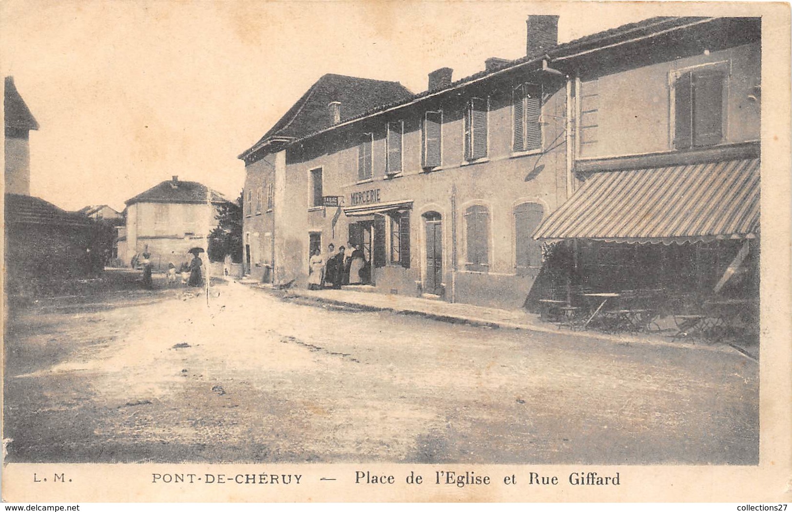 38-PONT-DE-CHERUY- PLACE DE L'EGLISE ET RUE GIFFARD - Pont-de-Chéruy