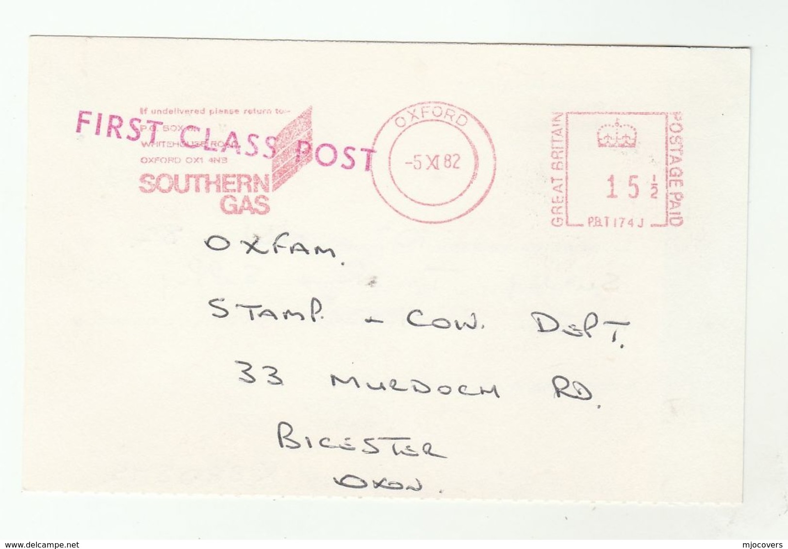 1980 Oxford SOUTHERN GAS  METER Slogan  Stamps Cover Card Energy Postcard Gb - Gas