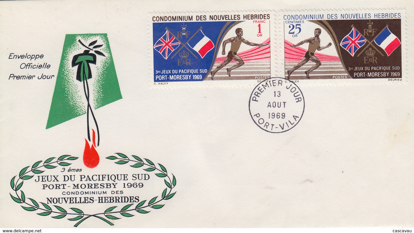 Enveloppe FDC  1er Jour   NOUVELLES  HEBRIDES   3éme  Jeux  Sportifs  Du  Pacifique  Sud   1969 - FDC