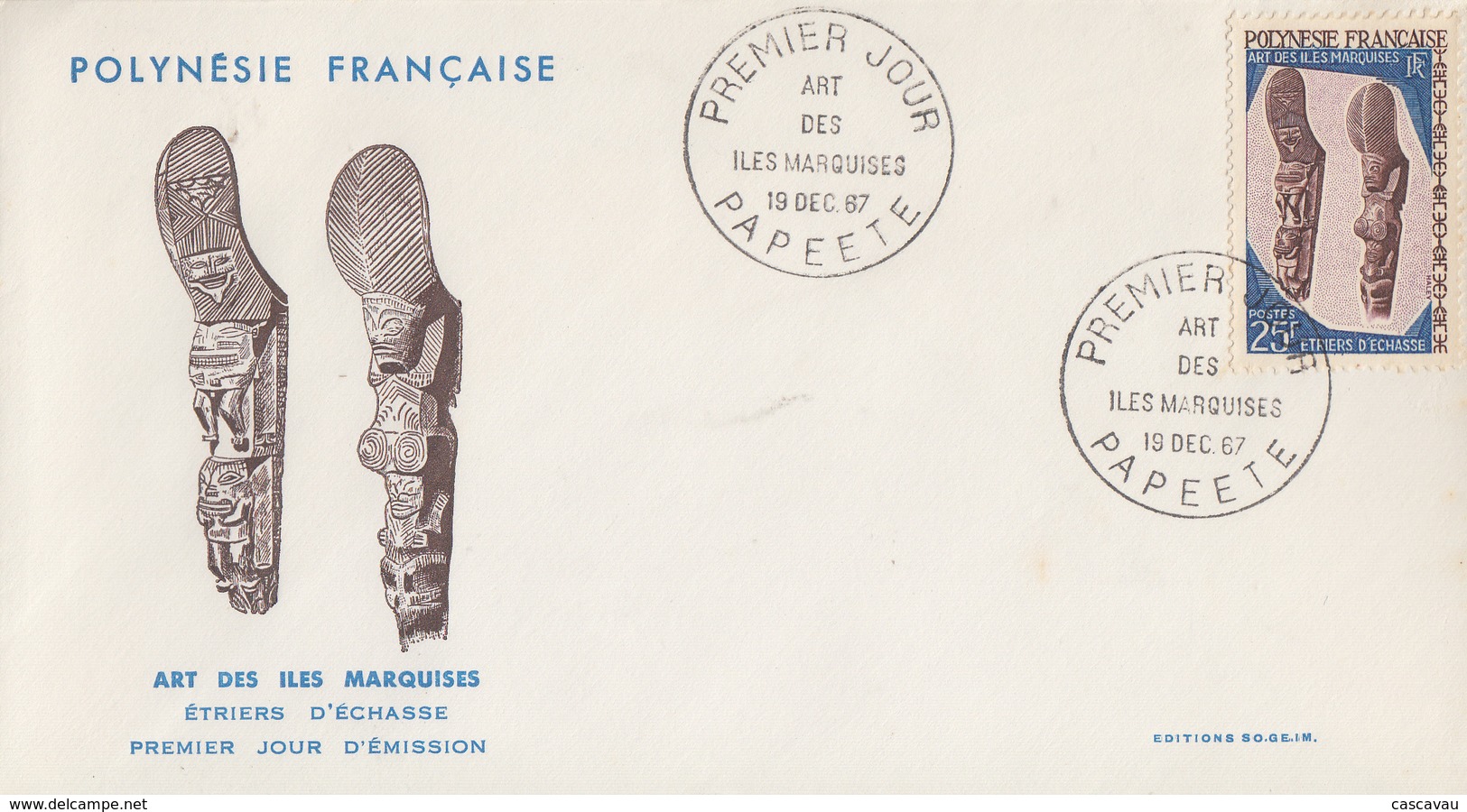 Enveloppe  FDC   1er Jour  POLYNESIE    Art  Des  ILES  MARQUISES   1967 - FDC