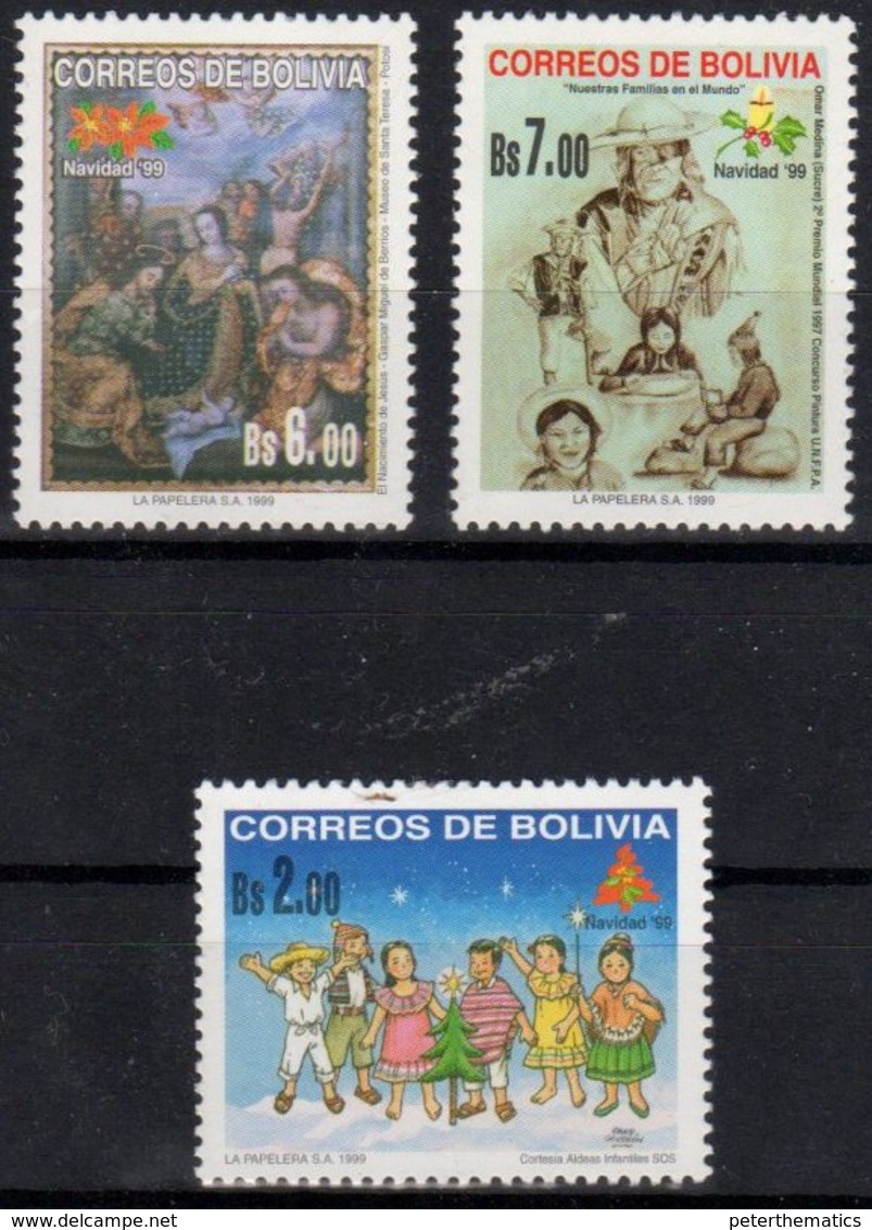 BOLIVIA , 1999, MNH,CHRISTMAS, CELEBRATIONS, LOCAL INDIANS,   MICHEL 1427-1429, 3v - Kerstmis