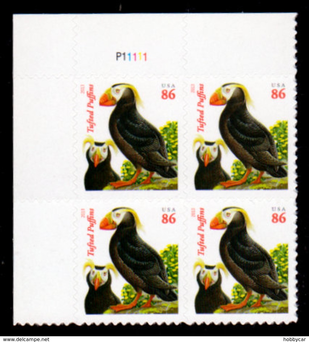 USA, 2013, Scott #4737, Tufted Puffins, Second Ounce 86c,PB. MNH, VF - Ongebruikt