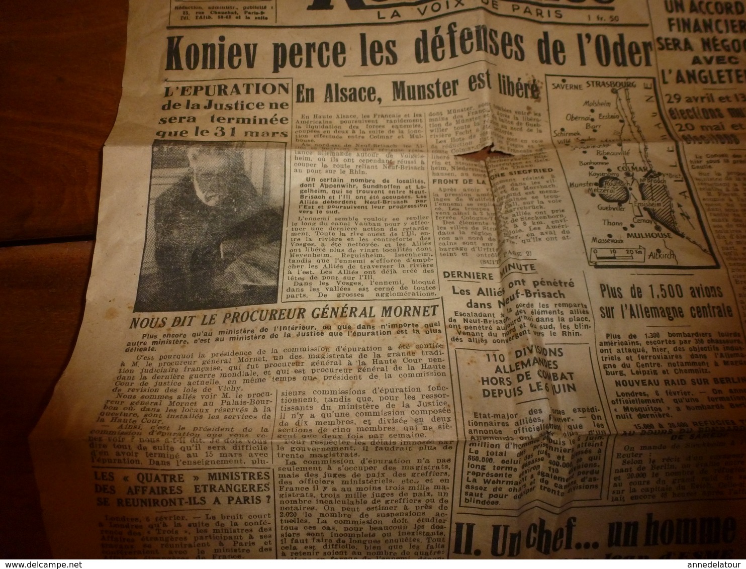 1945 RESISTANCE La Voix De Paris :Munster Libéré; 1500 Bombardiers Sur L'Allemagne; Gl De Lattre De Tassigny; Etc - Autres & Non Classés