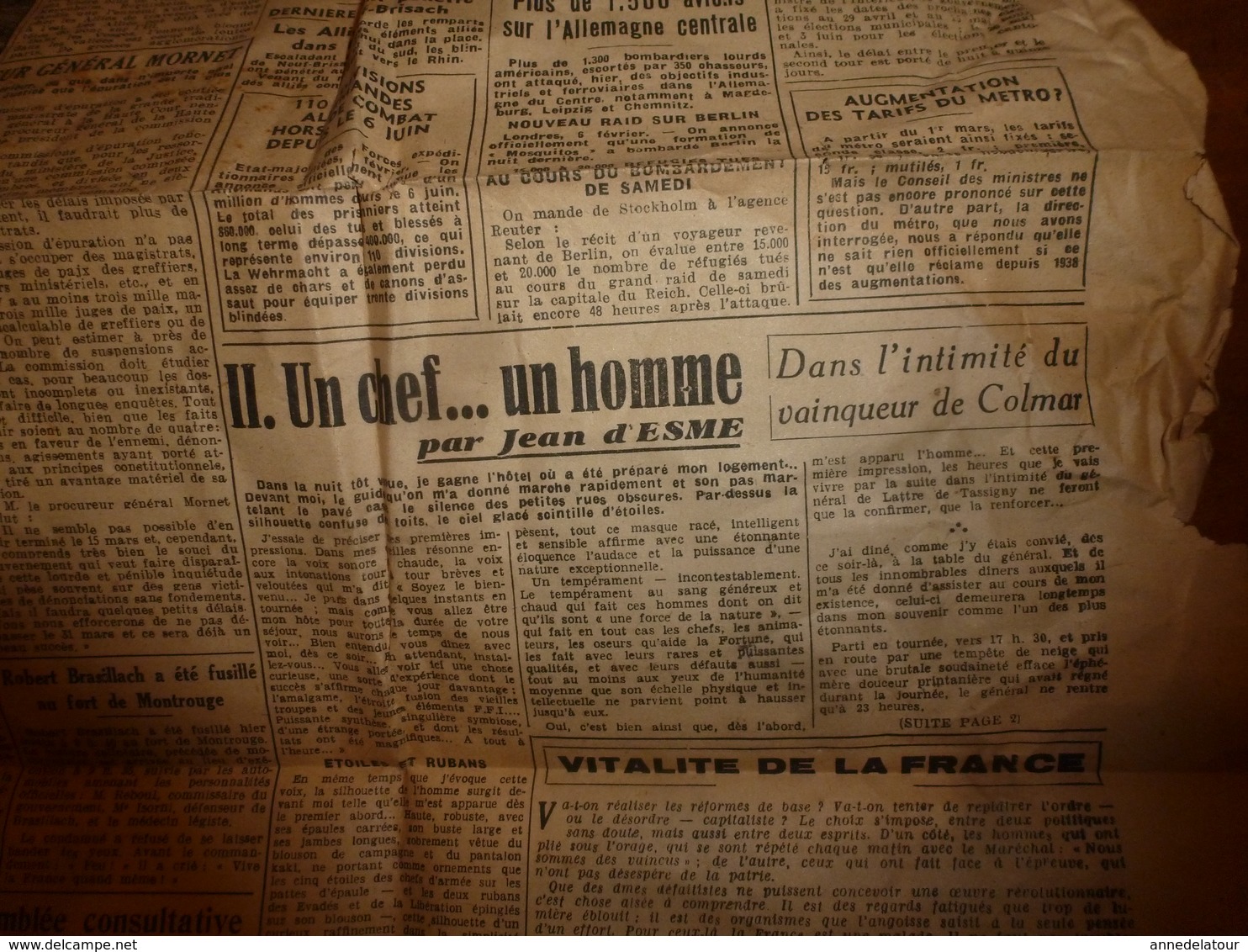 1945 RESISTANCE La Voix De Paris :Munster Libéré; 1500 Bombardiers Sur L'Allemagne; Gl De Lattre De Tassigny; Etc - Autres & Non Classés