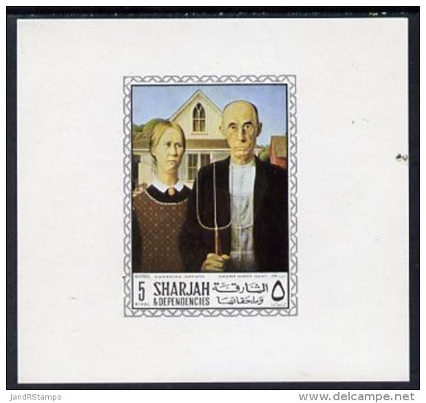 5928 Sharjah 1968 American Artists Imperf Sheetlet Containing 5R Value (Grant Wood Gent) Unmounted Mint As Mi 455 (arts) - Sharjah