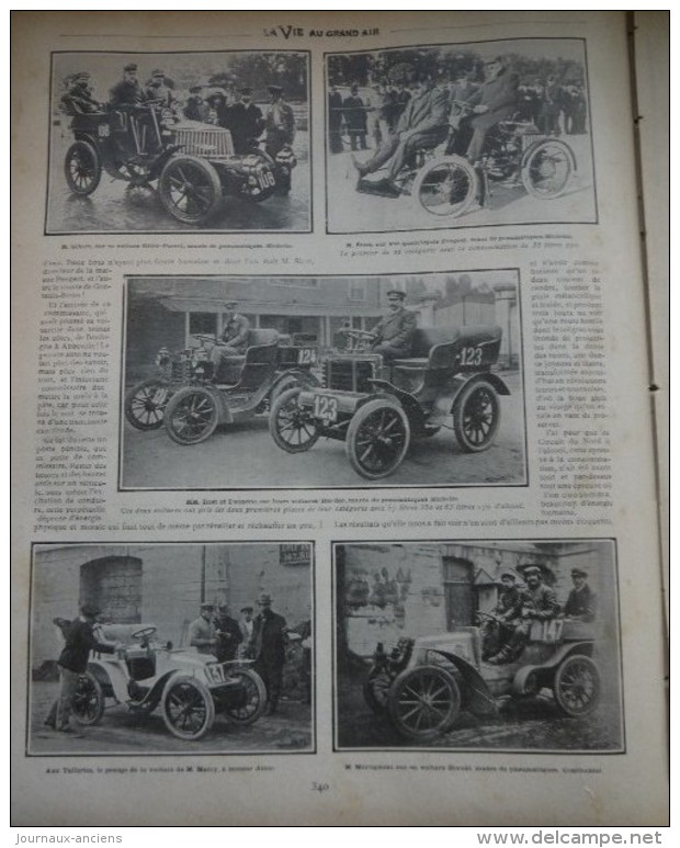 1902 AUTOMOBILE CIRCUIT DU NORD - BOXE FRANÇAISE CASTERES CHARLEMONT - CYCLIME MARSEILLE PARIS - GRAND PRIX DIANE - 1900 - 1949