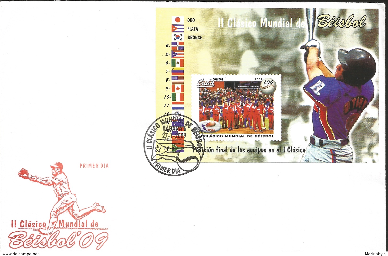 J) 2009 CUBA-CARIBE, II WORLD CLASSIC OF BASEBALL, FINAL POSITION IN THE CLASSIC I, MULTIPLE STAMPS, SET OF 3 FDC - Briefe U. Dokumente