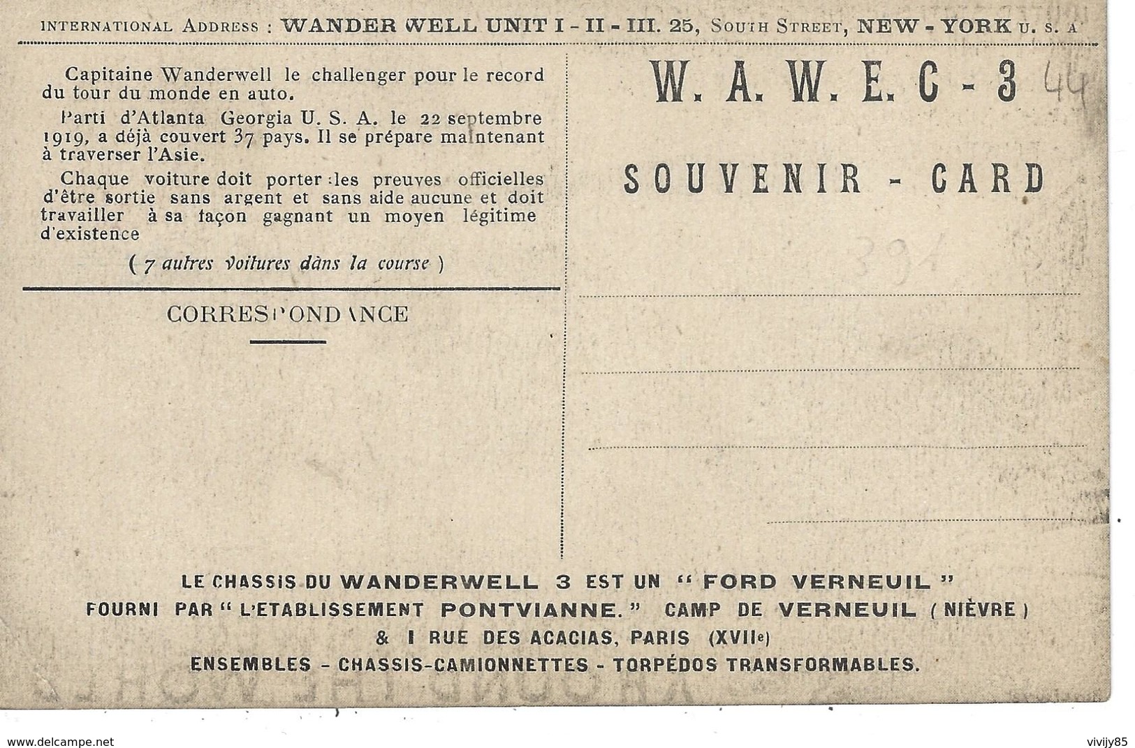 T.B Carte " Tour Du Monde Auto " WANDERWELL Expédition " - Gros Plans Pilotes , Voiture , Pneus , Chassis FORD VERNEUIL - Autres & Non Classés