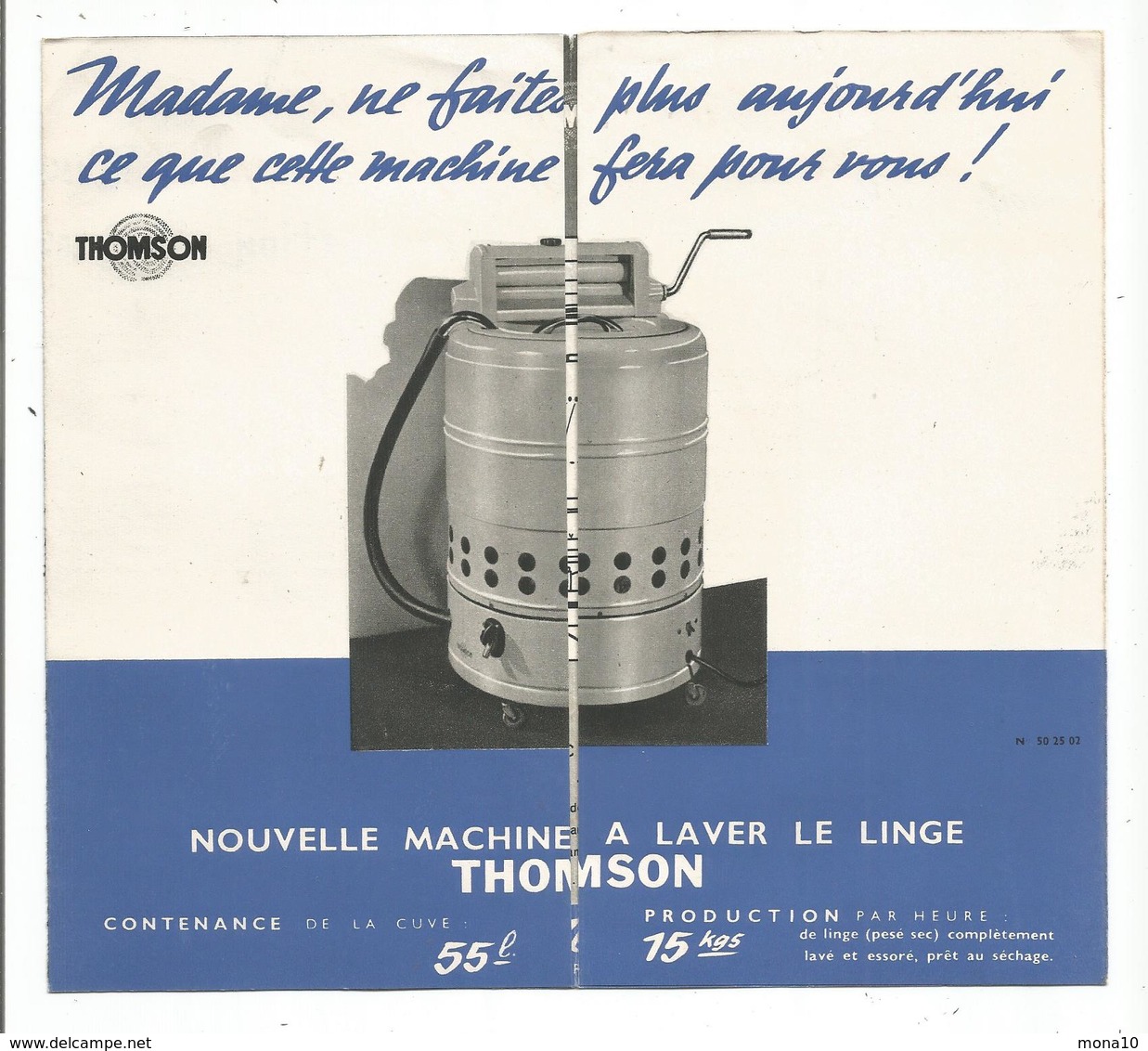 Machine à Laver Thomson; Dépliant Publicitaire; Laveuse - Reclame