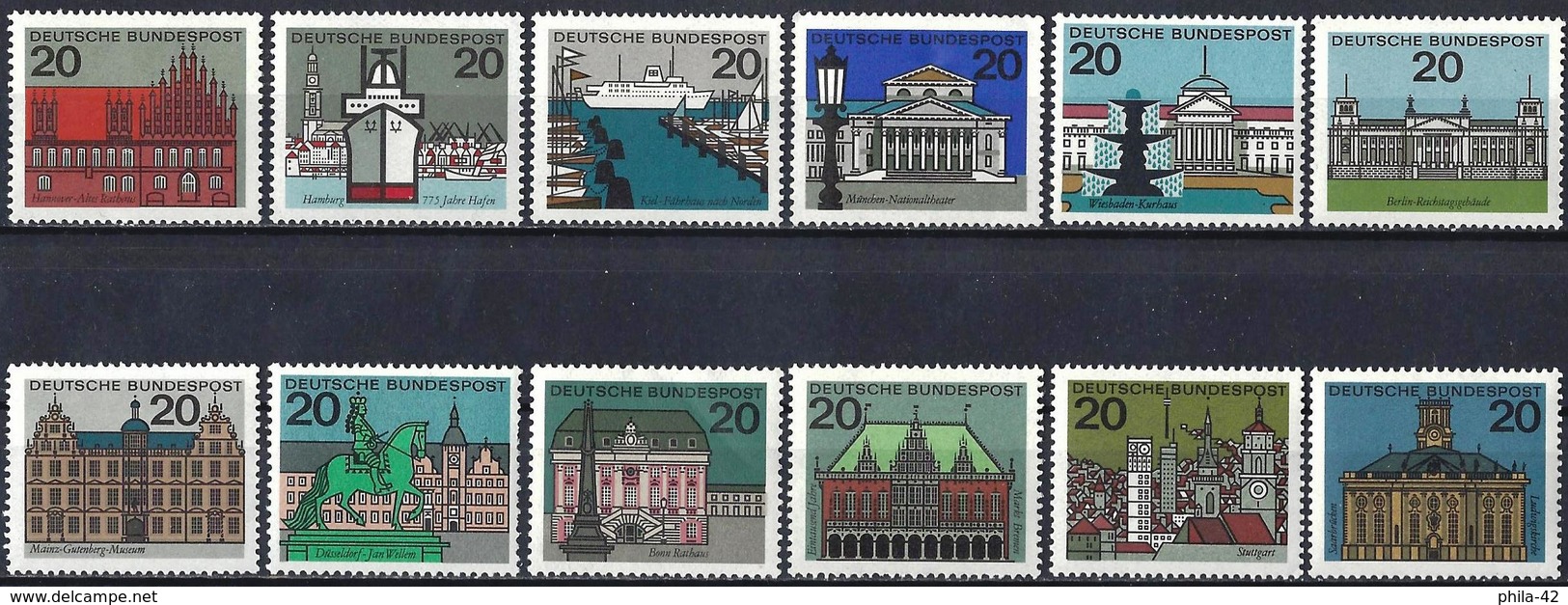 German Federal Republic 1964/65 - Capitals Of The Federal Lands ( Mi 416/27 - YT 288/95D ) MNH** Complete Series - Neufs