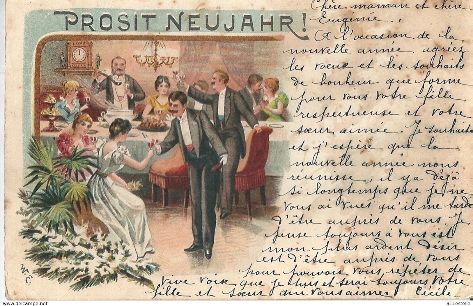 Allemagne  PROSIT  NEUJAHR .( En 1898 Voir Verso ) - Autres & Non Classés