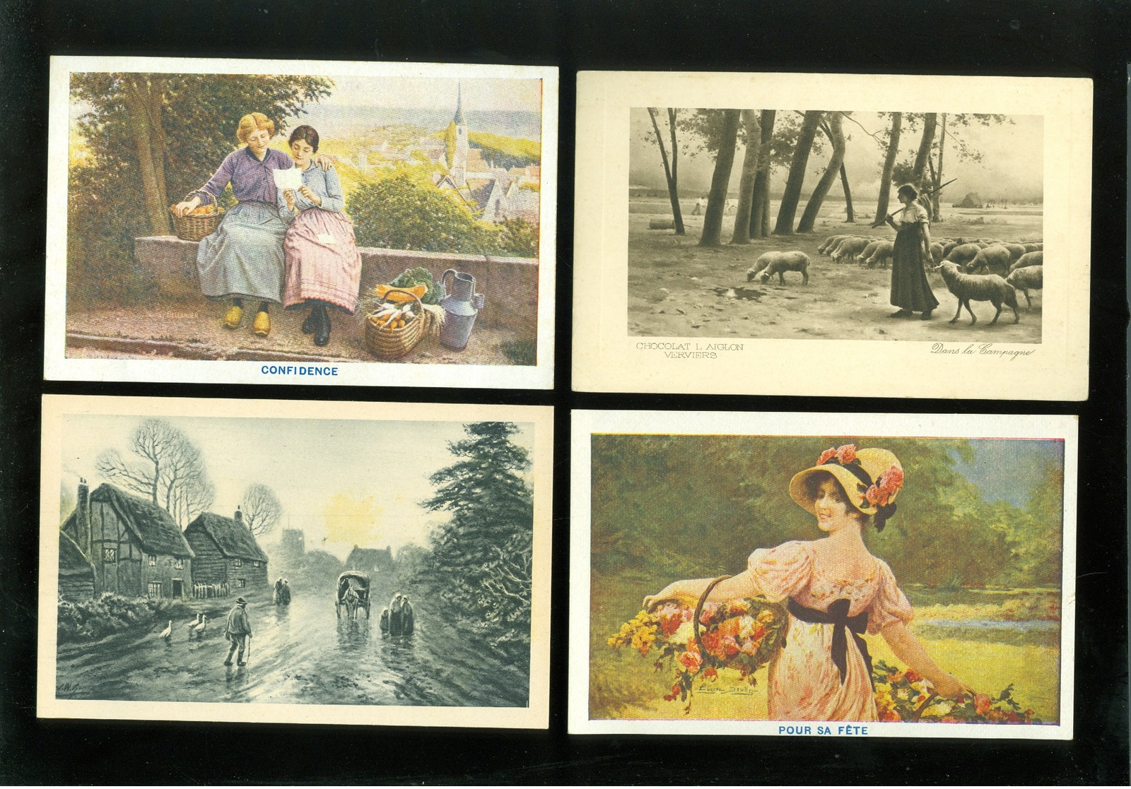 Beau lot de 60 cartes postales de fantaisie   Mooi lot 60 postkaarten van fantasie -  60 scans