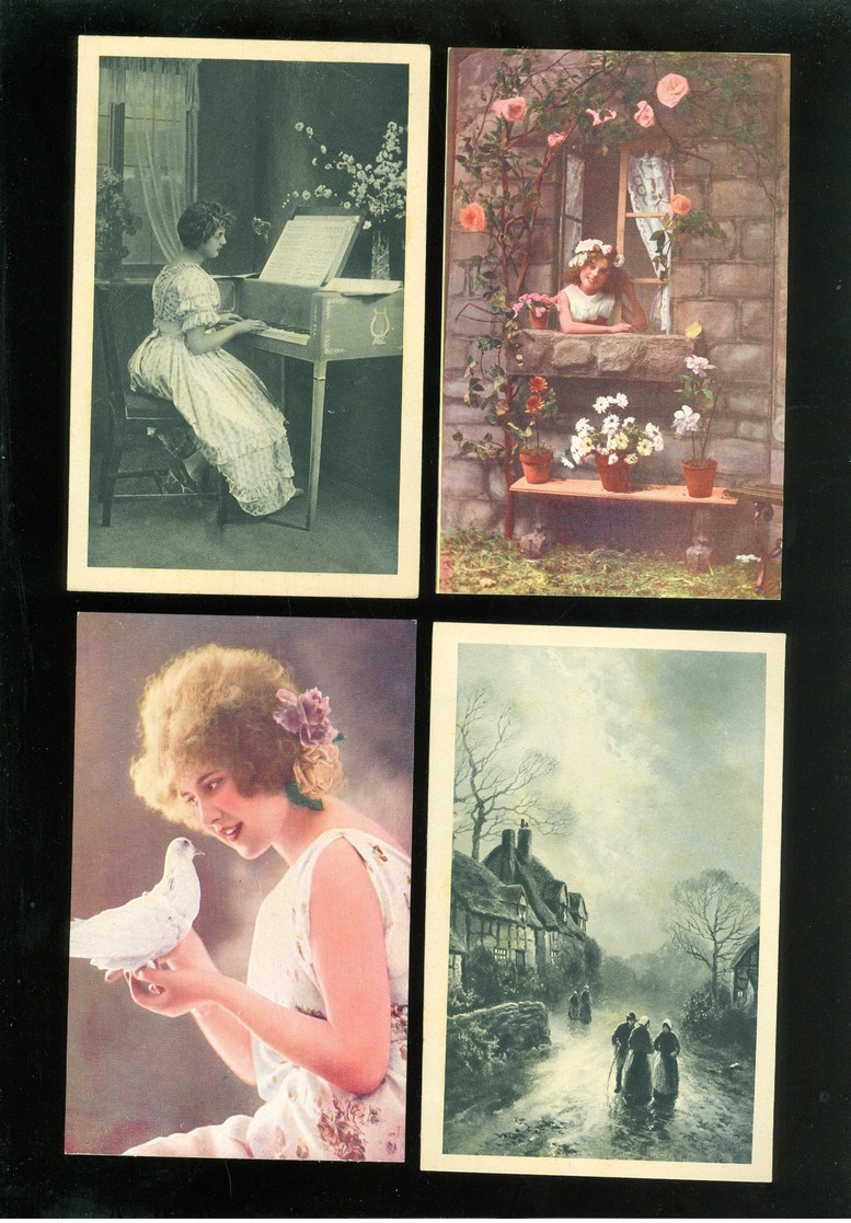 Beau lot de 60 cartes postales de fantaisie   Mooi lot 60 postkaarten van fantasie -  60 scans