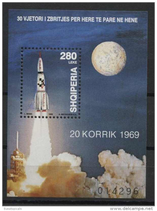 ALBANIA, 30 Year Day Of First Manned Moon Landing, SOUVENIR SHEET 1999 - Albanie