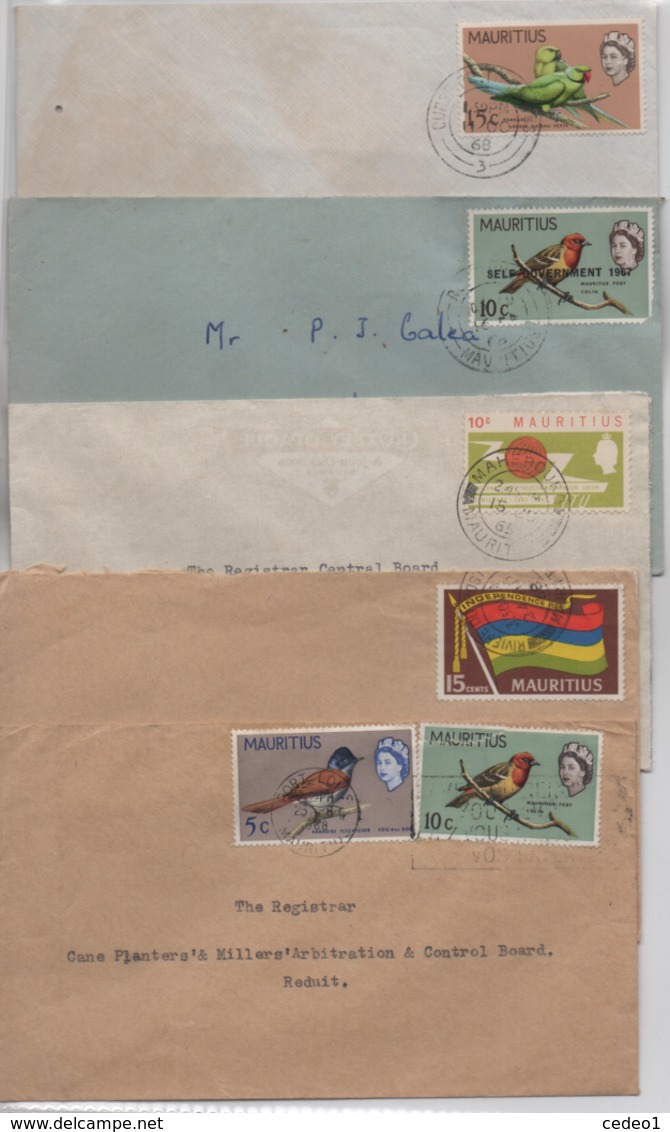 ILE MAURICE  LOT DE 5  ENVELOPPES TIMBREES - Maurice (1968-...)