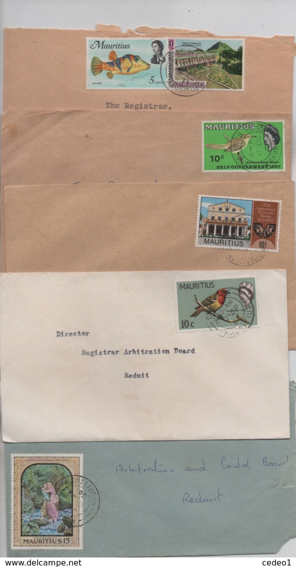 ILE MAURICE  LOT DE 5  ENVELOPPES TIMBREES - Maurice (1968-...)