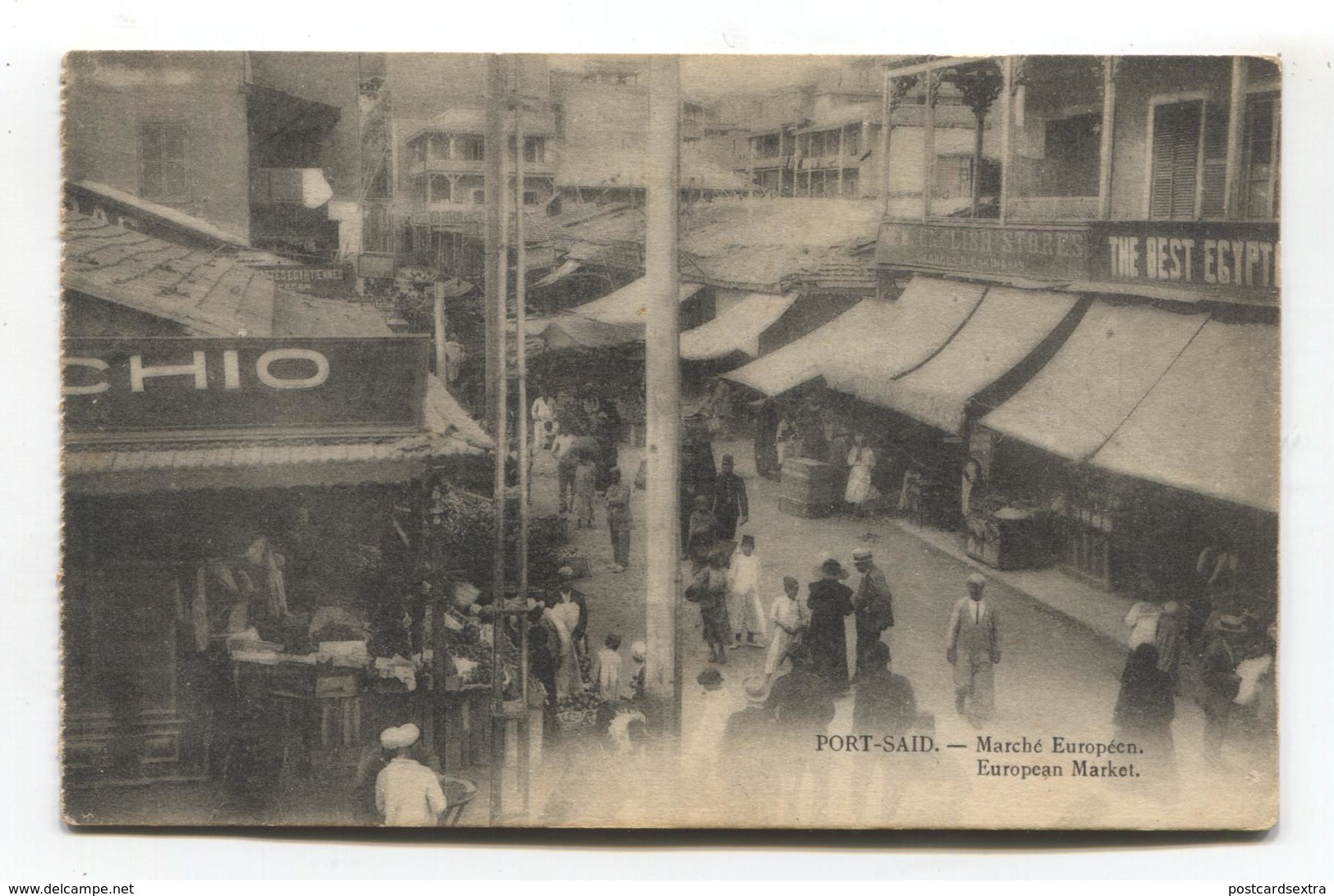 Port Said - Marché Européen, European Market - Old Postcard - Port Said