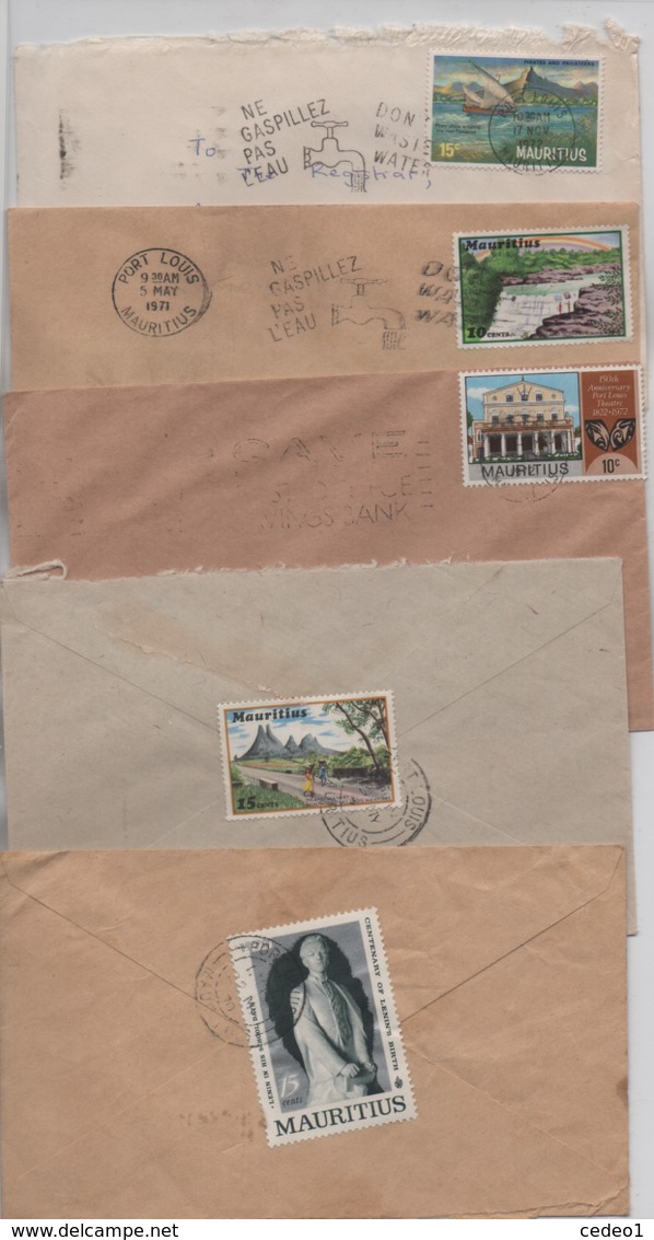 ILE MAURICE  LOT DE 5  ENVELOPPES TIMBREES - Maurice (1968-...)