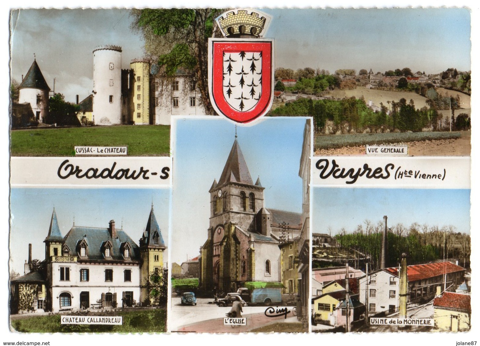 CPSM  87    ORADOUR SUR VAYRES    1958    MULTIVUES BLASON - Oradour Sur Vayres