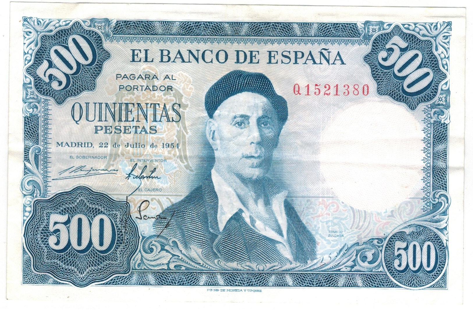 Spain 500 Pesetas 1954, VF/XF. - 500 Peseten