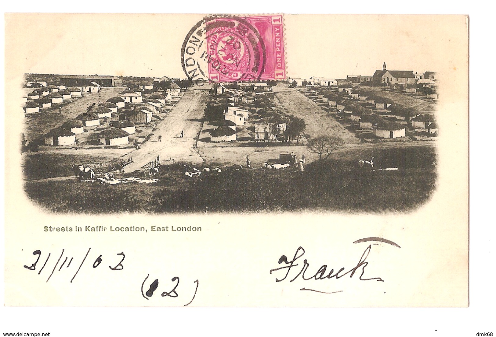 SOUTH AFRICA - STREET IN KAFFIR LOCATION - EAST LONDON - STAMP - MAILED TO ITALY 1902 - ( 2779) - South Africa