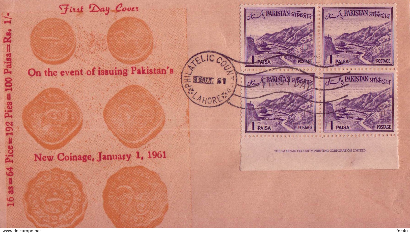 Pakistan Fdc 1961 & Stamps Currency Changed 100 Paisa = Rs. 1.00 Coins On Fdc - Pakistan