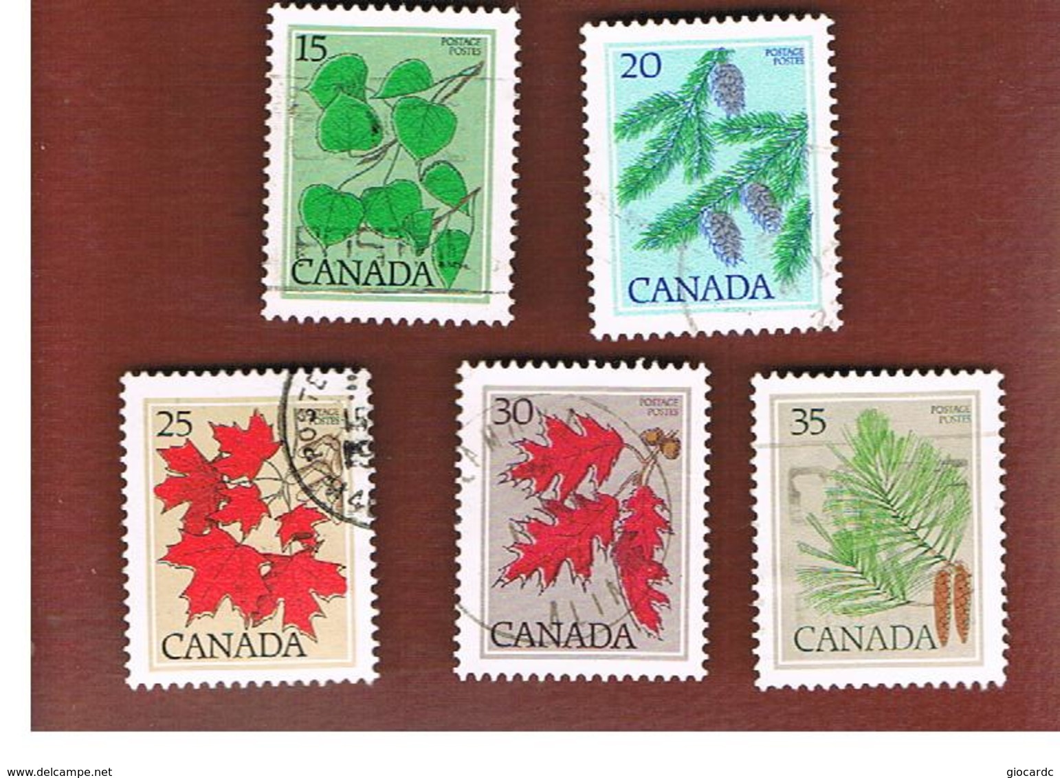 CANADA - SG 875.879   - 1977.1979 LEAVES (5 STAMPS OF THE CURRENT SERIE)   -  USED - Oblitérés