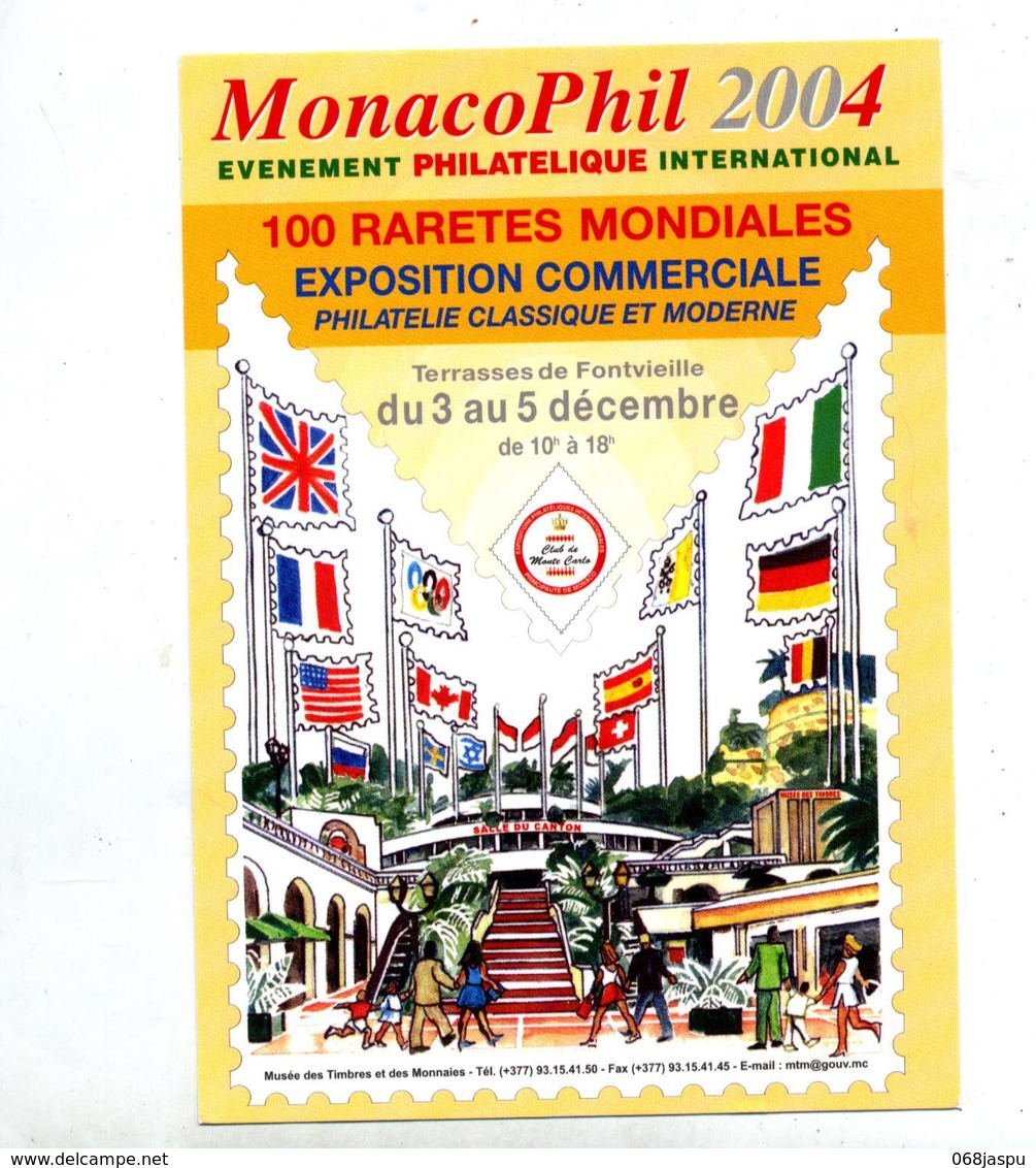 Carte Voeux 2004 Flamme Monaco Phil Sur Timbre Concordant - Machines à Affranchir (EMA)