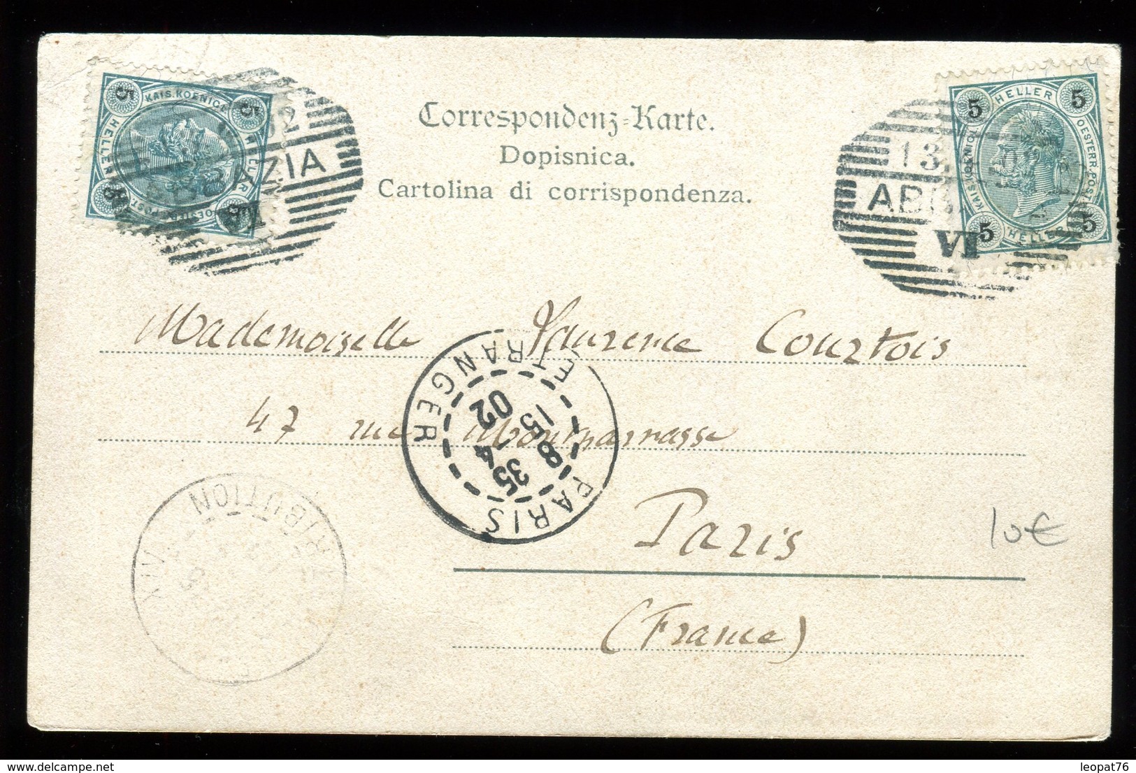 Autriche - Oblitération De Abbazia Sur Carte Postale En 1902 Pour Paris - Levant Autrichien
