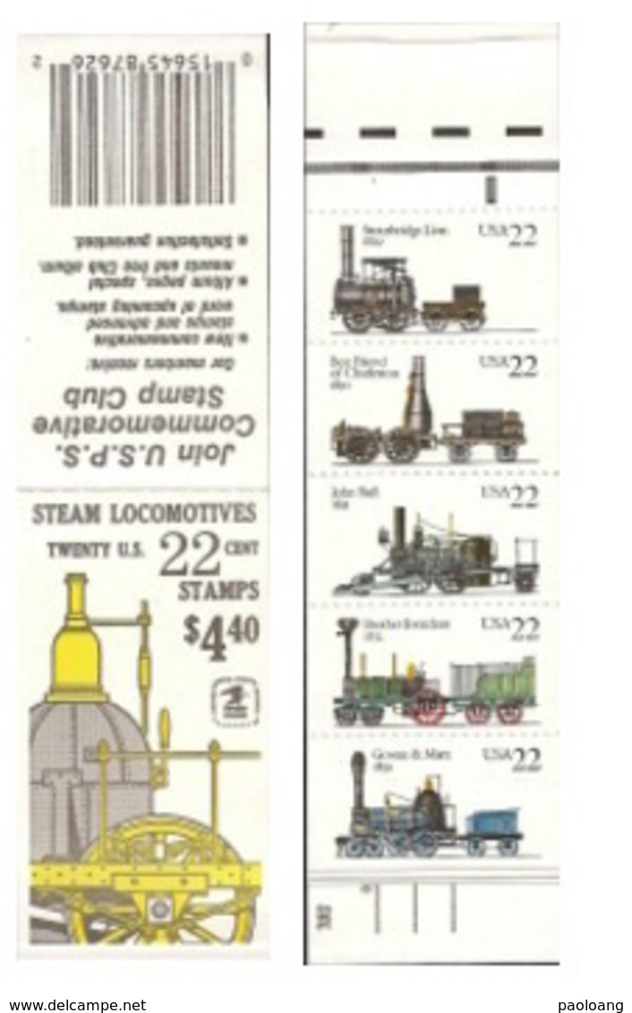 United States, Scott # 2366a, Year 1987, Booklet Of 4 Panes Of 5, MNH, Locomotives - Ongebruikt