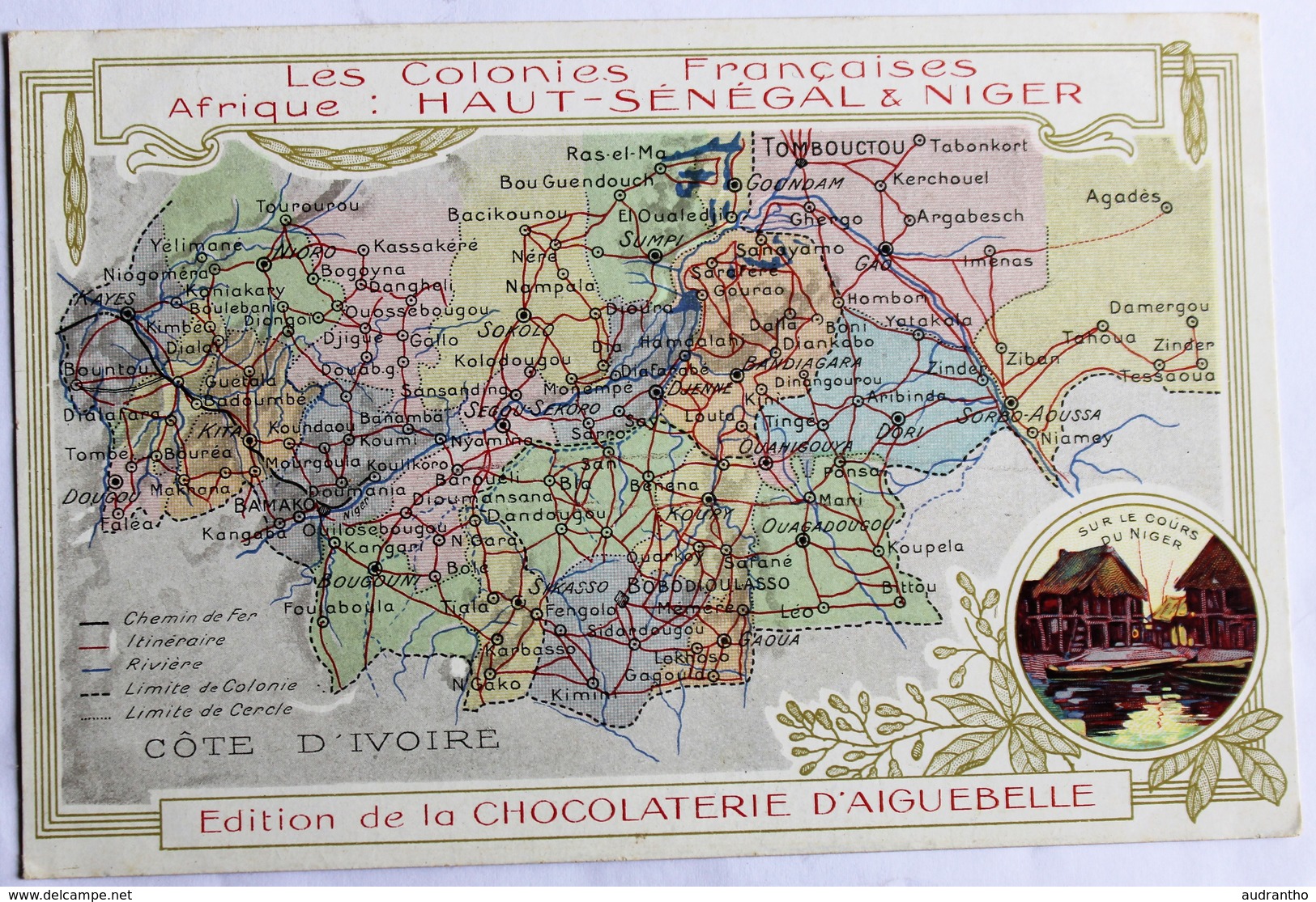 Chromo Format CPA Haut Sénégal Niger Les Colonies Françaises Carte Chocolaterie Aiguebelle - Niger