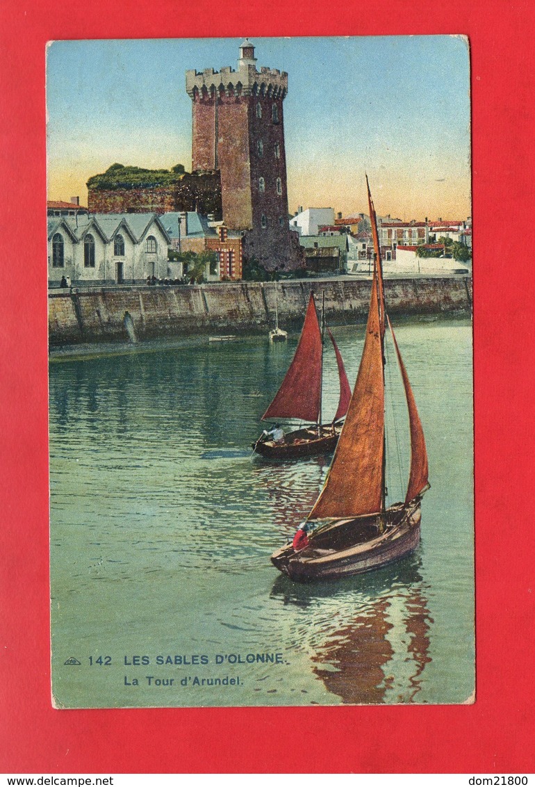 85 - Les Sables D'Olonne : L'usine à Sardines Et La Tour D'Arundel à La Chaume,  Cpa Animée Et écrite En 1928 - Sables D'Olonne