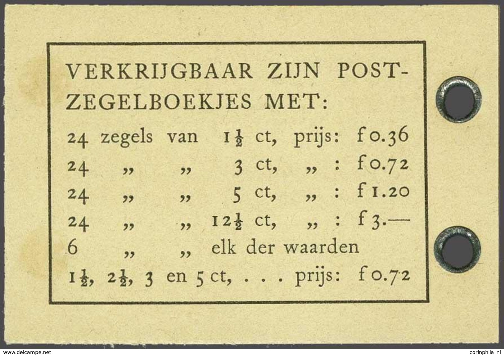 Netherlands Stamp Booklets 1902-1950 - Sonstige & Ohne Zuordnung