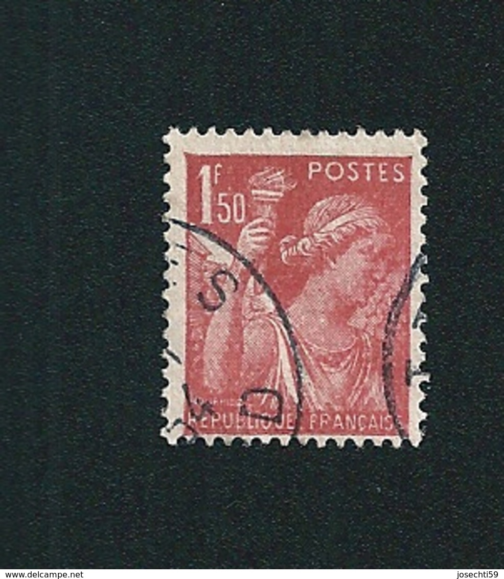 N° 652 Type Iris 1.50fr Rouge Brun   France Oblitéré 1944 Impression Brouillée - 1939-44 Iris