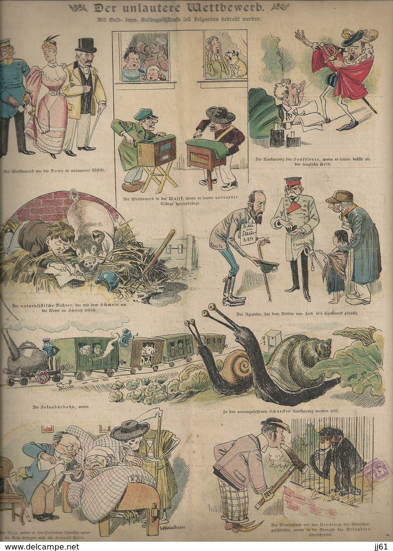 LUSTIGE BLATTER DAS PARLAMENTS JOURNAL ALLEMAGNE PUBLICITE LAMPIONS LUFBALLONS LOCOMOBILEN R WOLF LUGLOCH ANNEE 1894 - 1800 – 1899