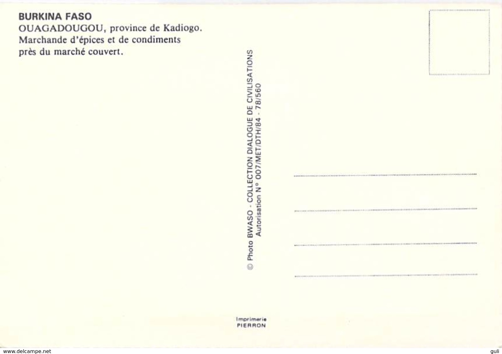 Afrique- BURKINA FASO OUAGADOUGOU Province De Kadiogo Marchande D'épices Et De Condiments  *PRIX FIXE - Burkina Faso