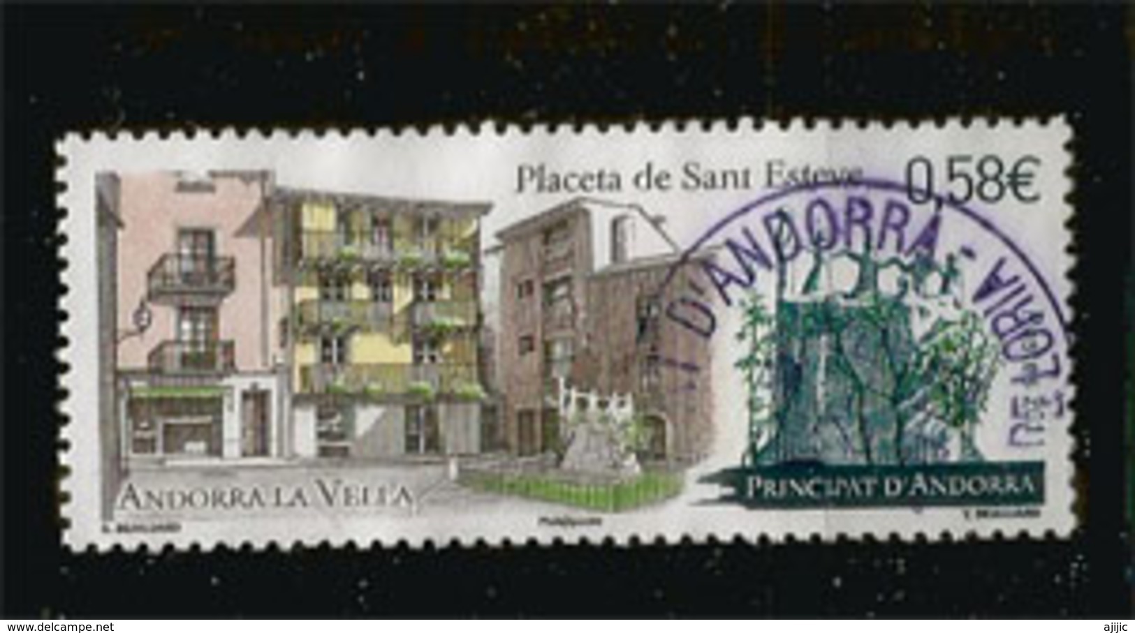 Danseurs De Sardane, Sculpture Place De St Esteve,Andorra, Oblitéré 1 ère Qualité - Used Stamps