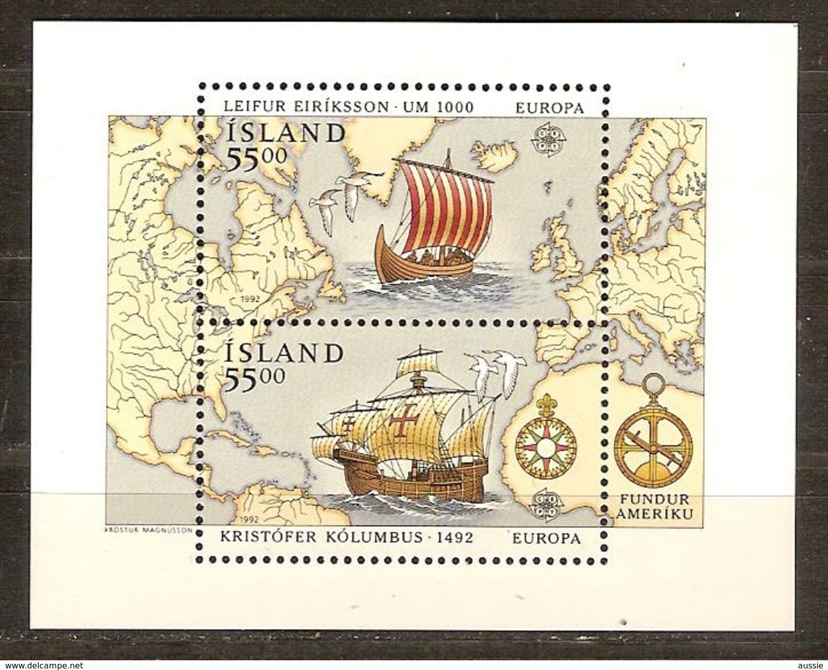 Islande Ijsland CEPT 1992 Yvertn° Bloc 13 *** MNH  Cote 13 Euro Colomb Columbus - Blocs-feuillets