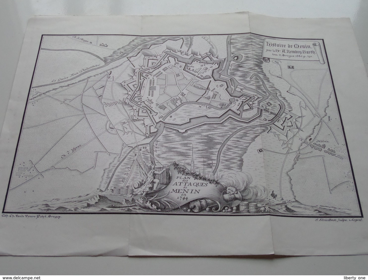 Histoire De MENIN - Plan Des Attaques De Menin En 1744 ( Voir / Zie Photo ) A. REMBRY-BARTH ! - Europe