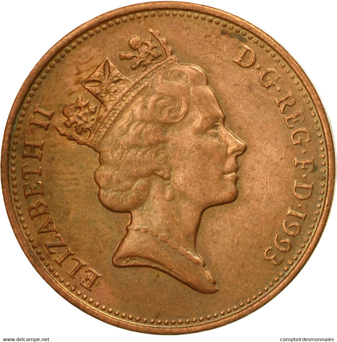 Monnaie, Grande-Bretagne, Elizabeth II, 2 Pence, 1993, TB+, Copper Plated Steel - 2 Pence & 2 New Pence