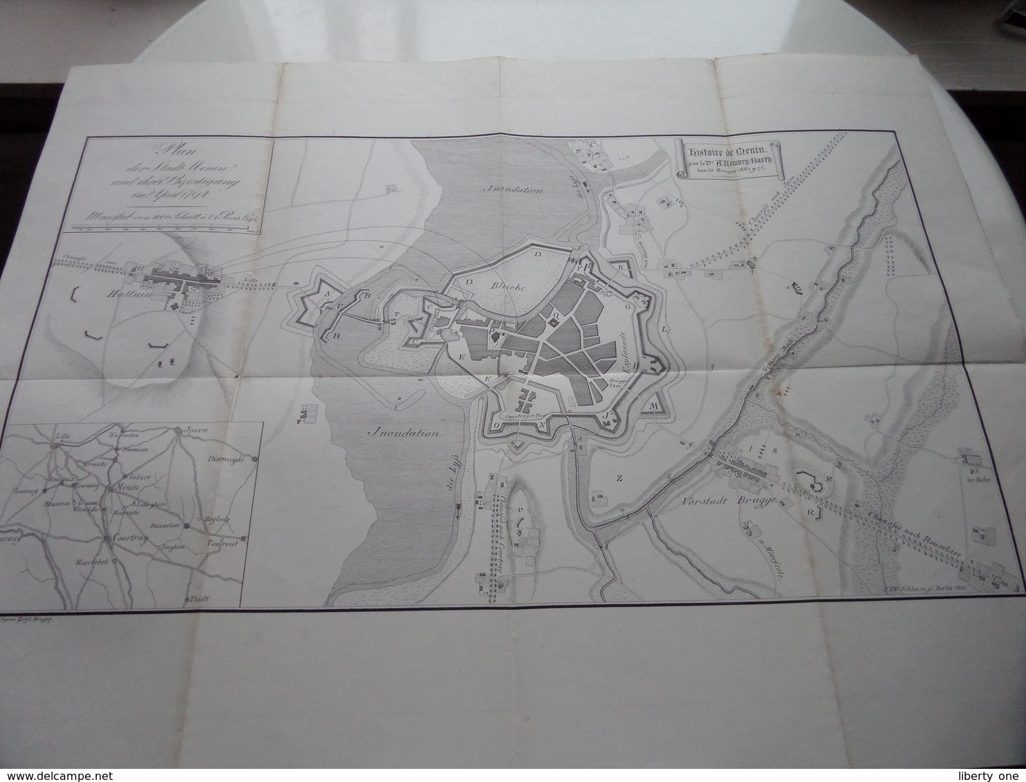 Histoire De MENIN - Plan Der STADT MENIN Und Ihrer BEFESTIGUNG Im April 1794 ( Voir / Zie Photo ) A. REMBRY-BARTH ! - Europe