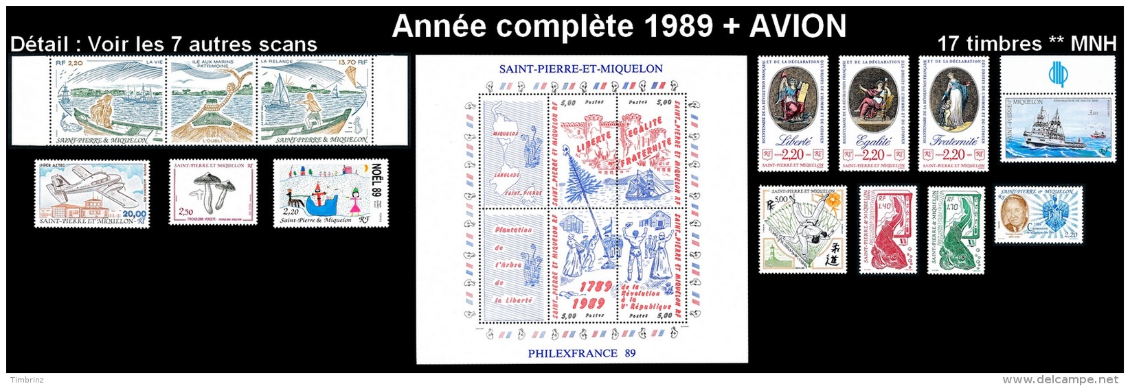 ST-PIERRE ET MIQUELON Année Complète 1989 + AVION - Yv. 497 à 512 + PA 68 ** MNH  Faciale= 12,27 EUR - 17 Tp  ..Réf.SPM1 - Annate Complete