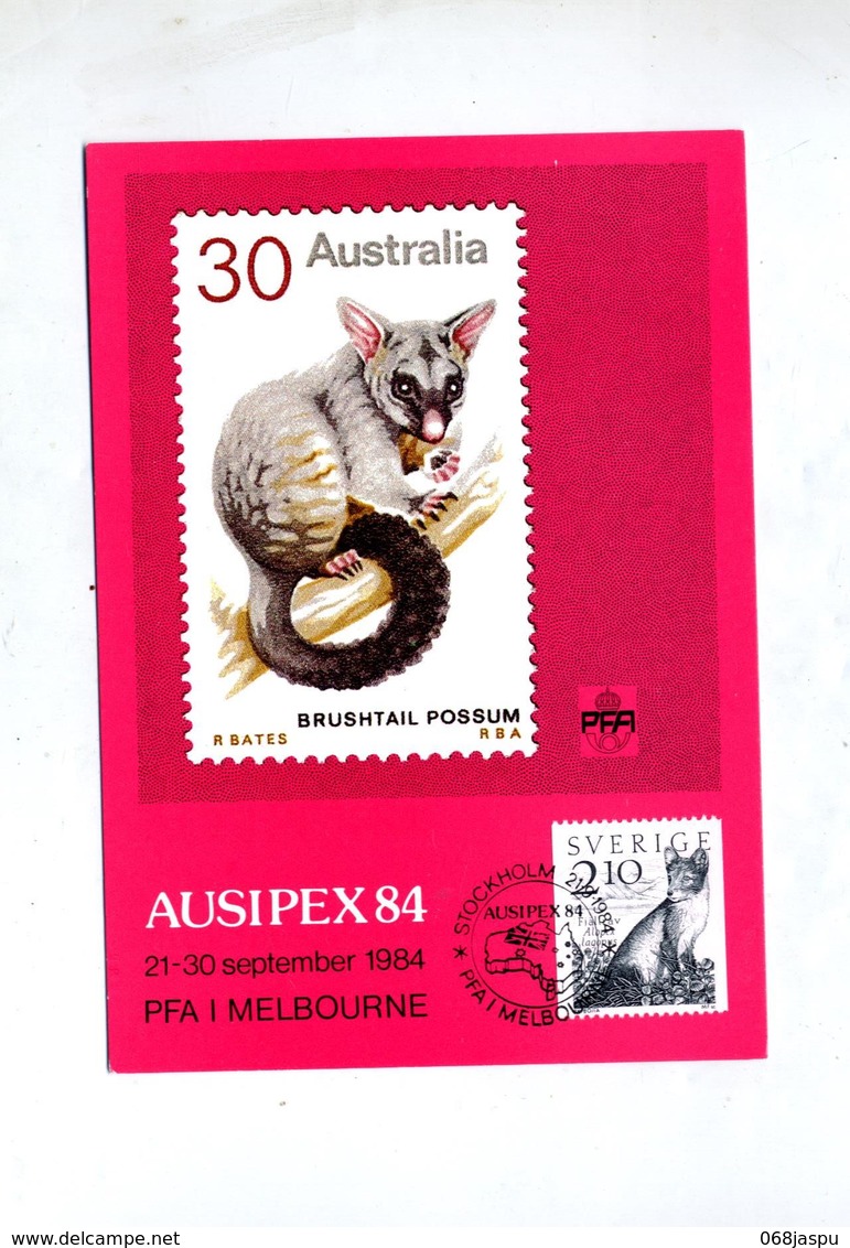 Carte Maximum 1984 Exposition Melbourne Sur Renard - Cartes-maximum (CM)