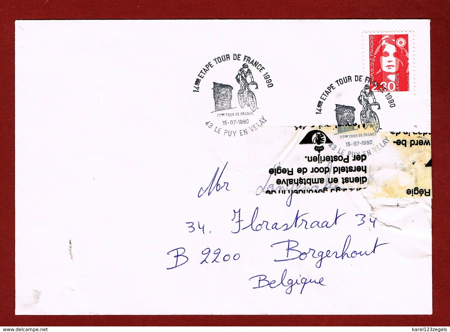 Brief 1990 Beschadigd En Hersteld Door De Post, Met Gestencild Excuus 3 Scan - Other & Unclassified