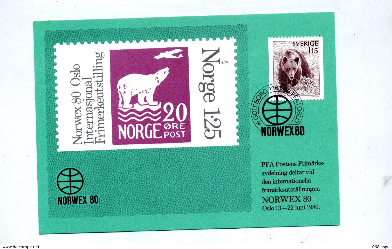 Carte Maximum 1980 Exposition Norwex Sur Ours - Cartes-maximum (CM)