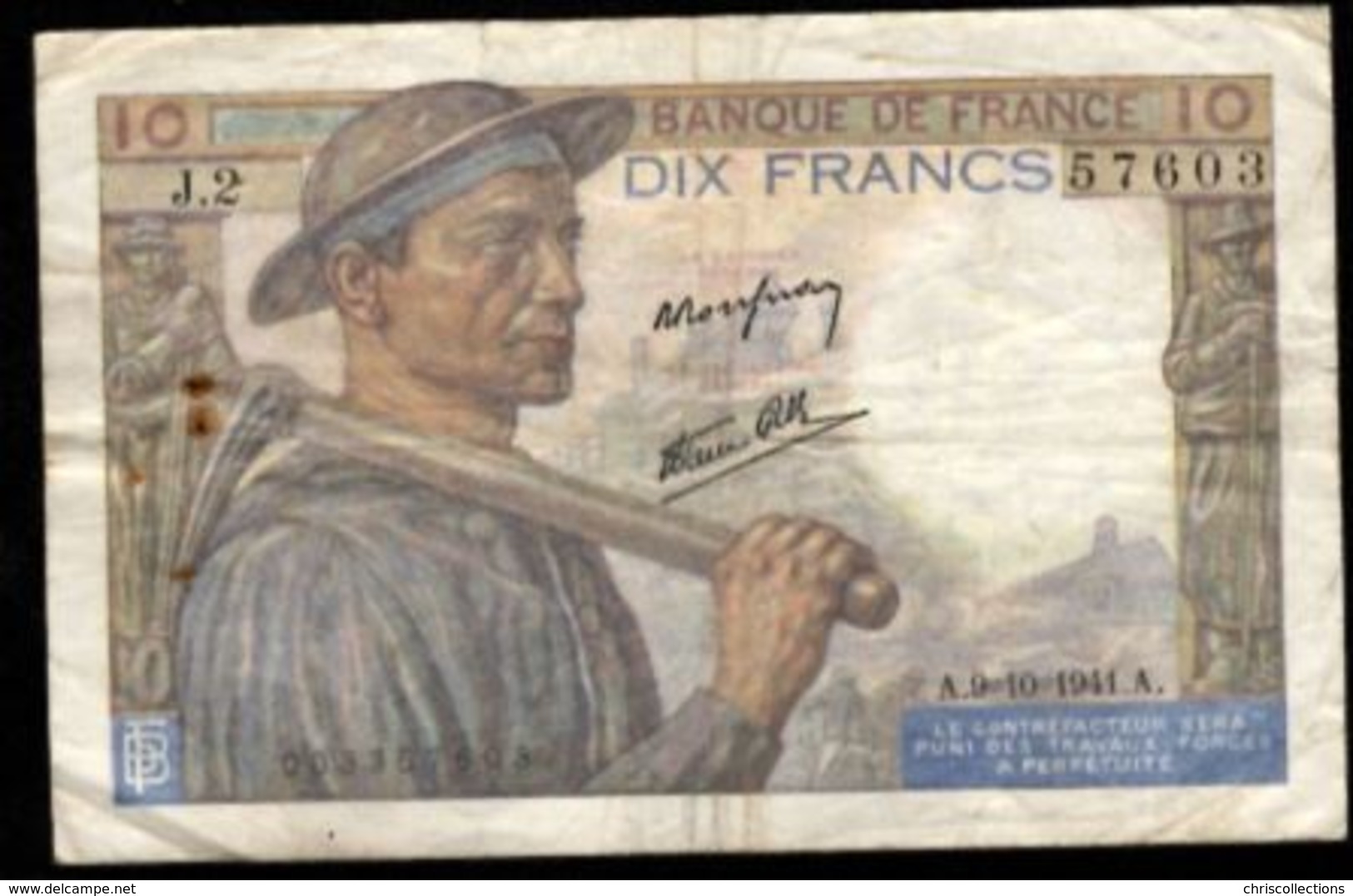 10 FRANCS MINEUR 9.10.1941 F:8/2 - 10 F 1941-1949 ''Mineur''