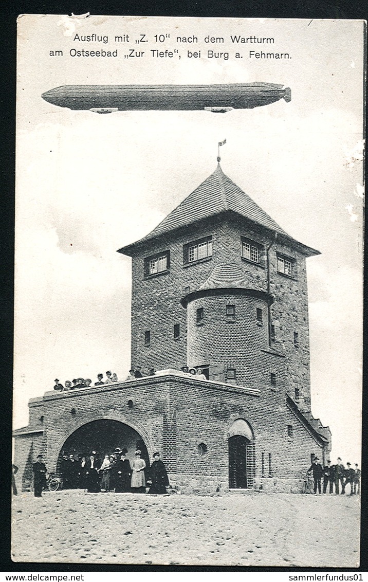 AK/CP Burg  Fehmarn  Luftschiff  Zeppelin  Z 10    Ungel./uncirc.  1909   Erhaltung/Cond. 2-   Nr. 00520 - Fehmarn