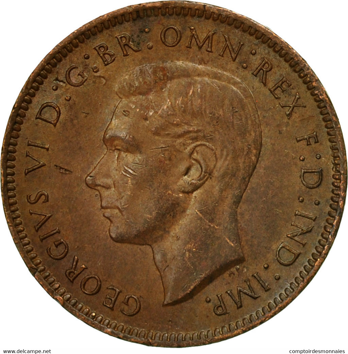Monnaie, Grande-Bretagne, George VI, Farthing, 1943, TB+, Bronze, KM:843 - B. 1 Farthing